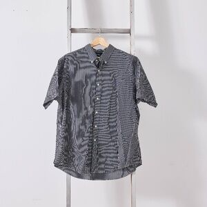 Polo Ralph Lauren black and white stripe short sleeve collared shirt XXL